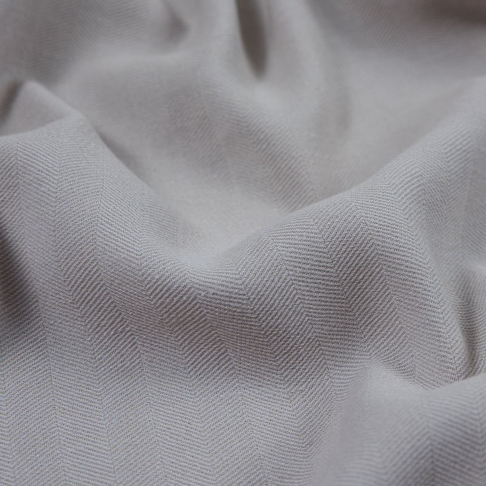 Armani Silver Cloud Herringbone Stretch Wool Woven Detail