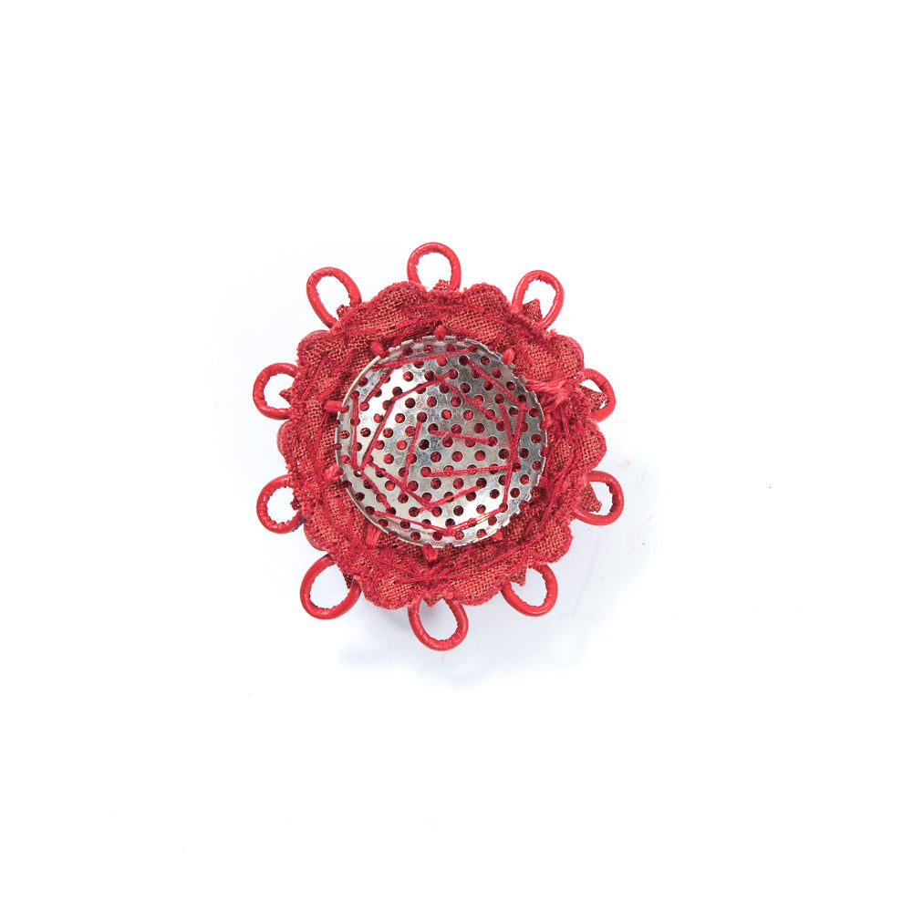 Red Round Beaded Applique - 2" Detail