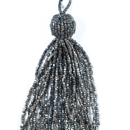 Large Gunmetal Beaded Tassel - 6 - Detail
