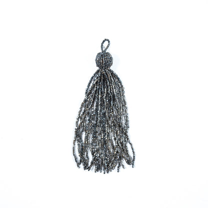 Large Gunmetal Beaded Tassel - 6