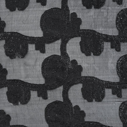 Famous NYC Designer Metallic Black Paisley Embroidered Chiffon