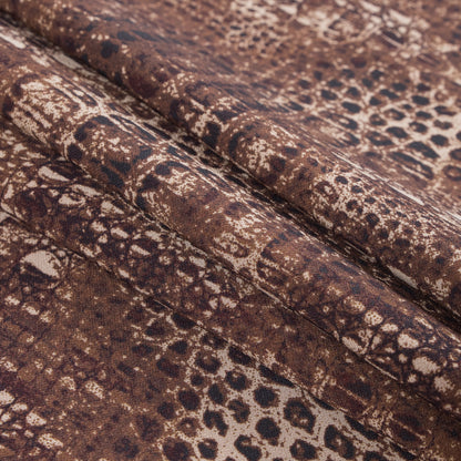 Toffee and Cornstalk Python Printed Double Faced Stretch Polyester Crepe Folded