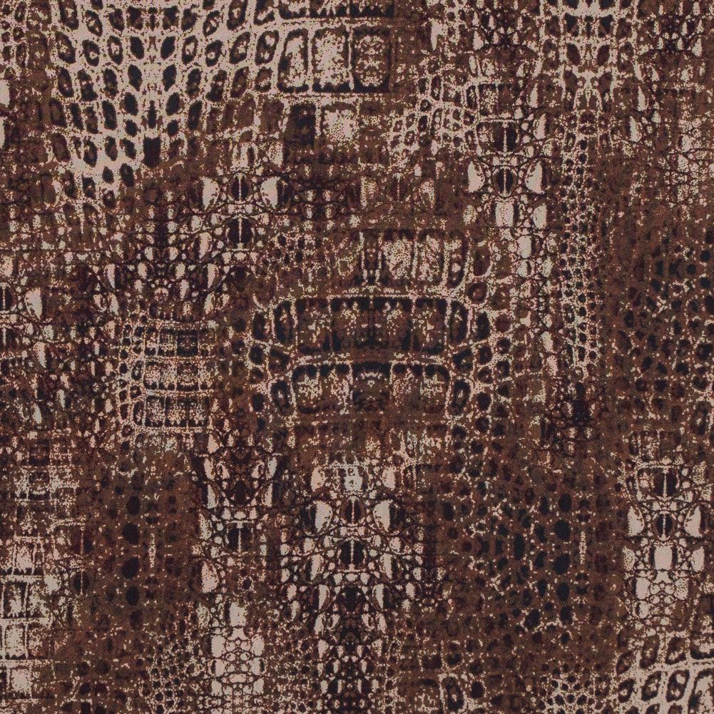 Toffee and Cornstalk Python Printed Double Faced Stretch Polyester Crepe