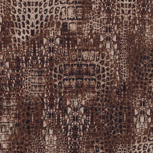 Toffee and Cornstalk Python Printed Double Faced Stretch Polyester Crepe