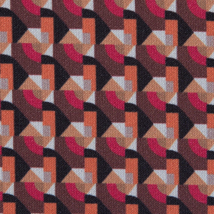 Scarlet and Mustang Geometric Double Faced Stretch Polyester Crepe - Detail