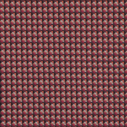 Scarlet and Mustang Geometric Double Faced Stretch Polyester Crepe