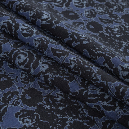 Black and Astral Aura Abstract Roses and Solid Beige Double Faced Stretch Polyester Crepe - Folded