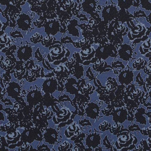 Black and Astral Aura Abstract Roses and Solid Beige Double Faced Stretch Polyester Crepe