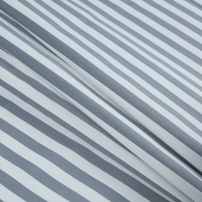 Wild Dove and White Bengal Striped Polyester Twill with Give - Detail