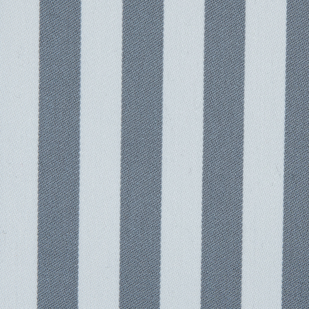 Wild Dove and White Bengal Striped Polyester Twill with Give - Full