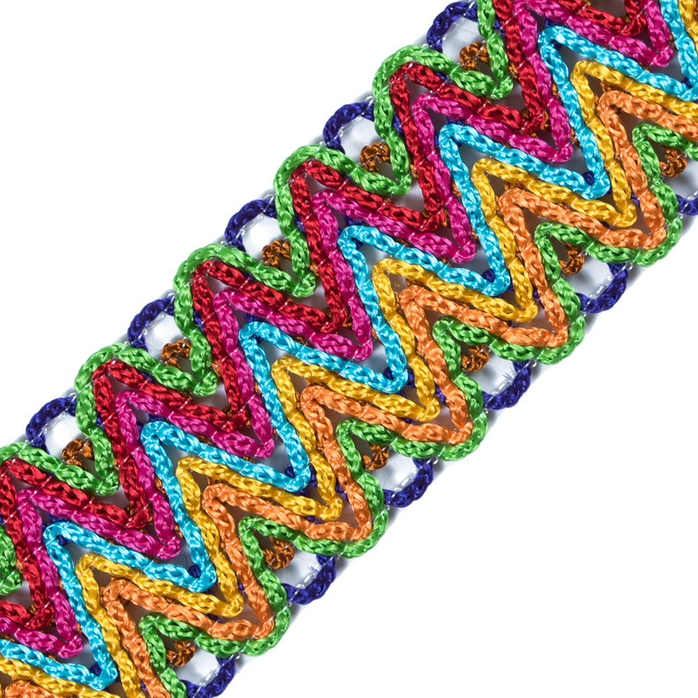 Crochet Multi-Color Zig Zag Trim - 1.25" Detail