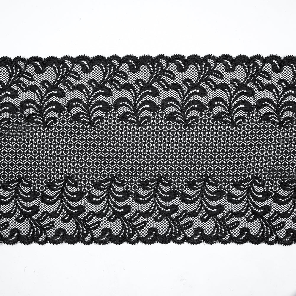 Black Stretch Floral Lace - 9.5