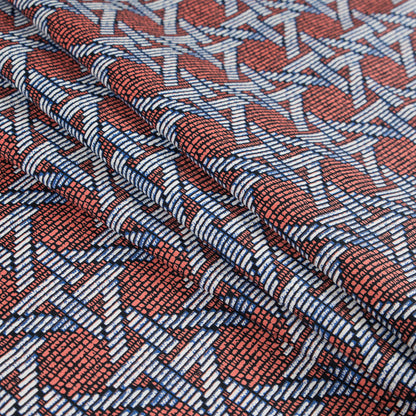 Firecracker Orange Geometric Printed Stretch Cotton Sateen - Folded