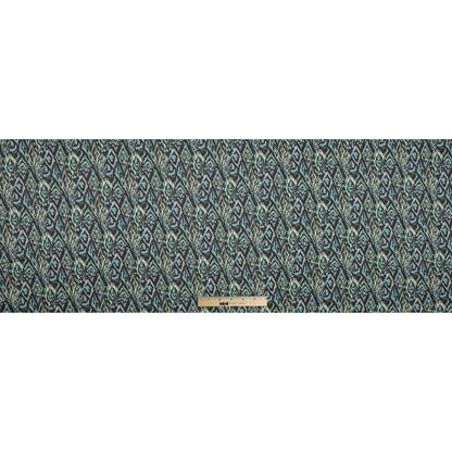 Green Ash and Tender Yellow Ikat Printed Stretch Cotton Twill Folded