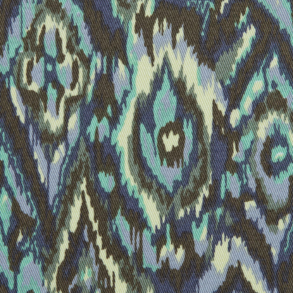Green Ash and Tender Yellow Ikat Printed Stretch Cotton Twill Full