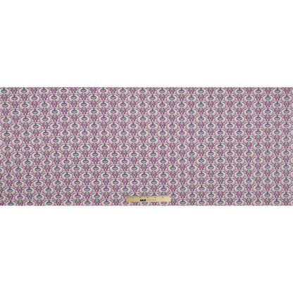 Phlox Pink and Green Flash Palmette Printed Stretch Cotton Twill Folded