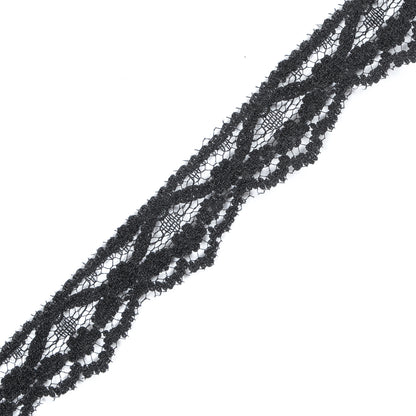 Black Fine Floral Lace Trim - 0.75" Detail