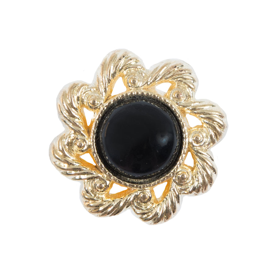 Gold and Black Floral Plastic Button - 40L/25.5mm