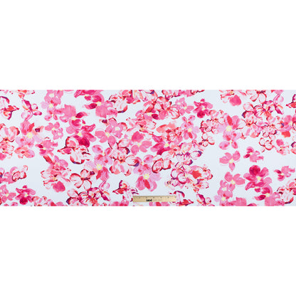 Morning Glory and Poppy Red Floral Printed Stretch Cotton Sateen Folded