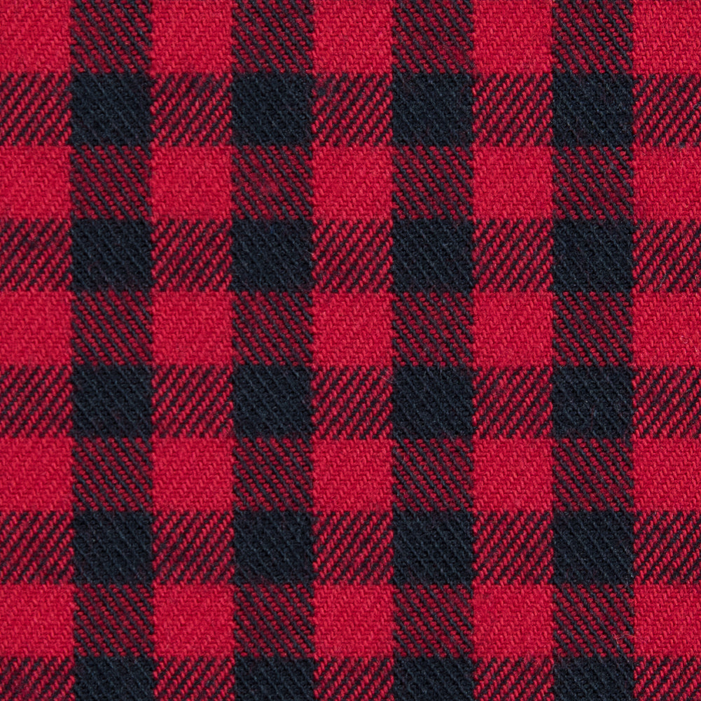 Red and Black Shepherd's Check Cotton Shirting Detail