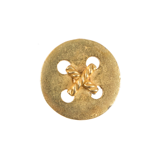 Gold Metal Criss Cross Button - 36L/23mm