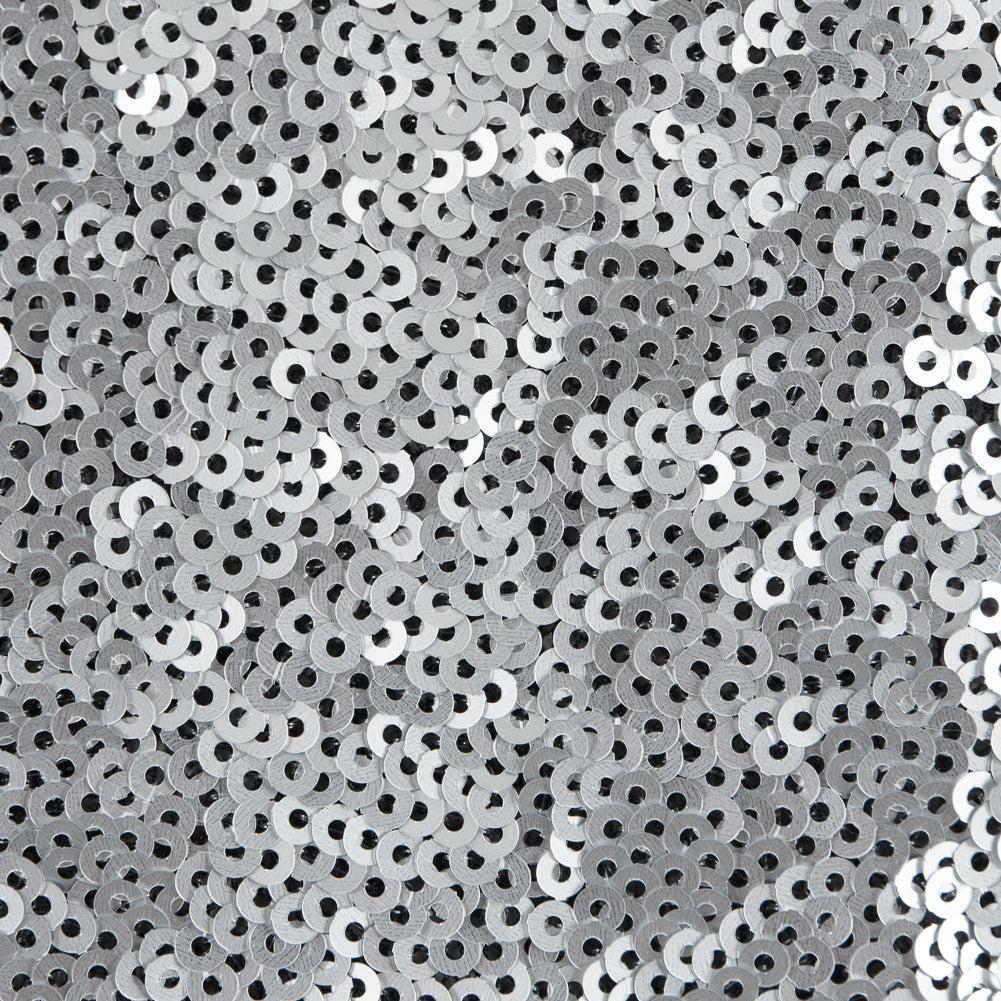 Black Mesh with All-Over Circle Sequins by Jay Godfrey - Silver - Deadstock Detail
