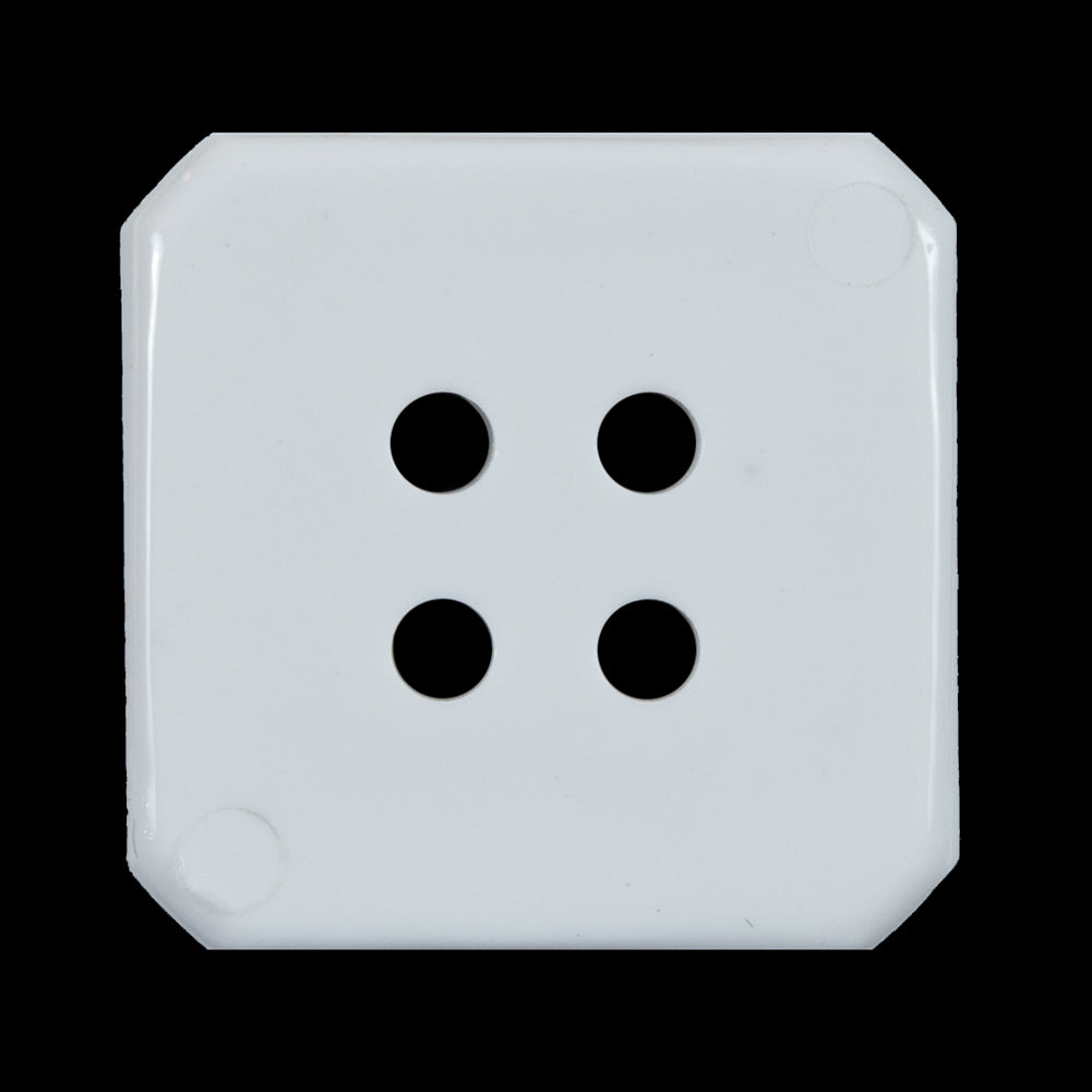White Square Bevel Cut Button - 48L/30mm - Detail