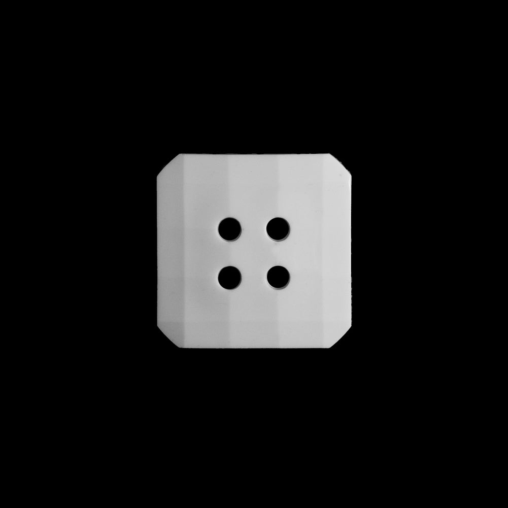White Square Bevel Cut Button - 24L/15mm