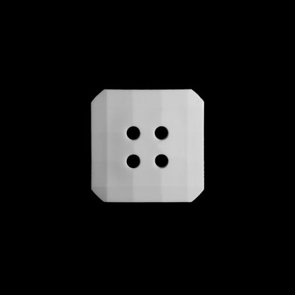 White Square Bevel Cut Button - 24L/15mm