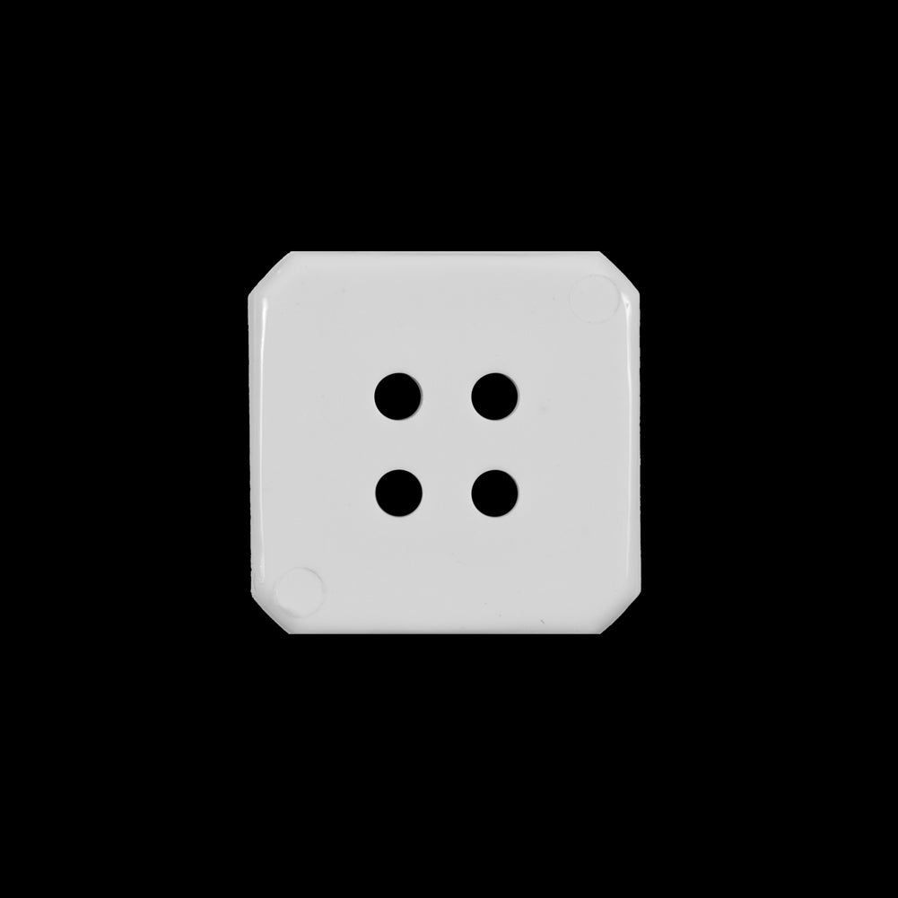 White Square Bevel Cut Button - 28L/18mm Detail