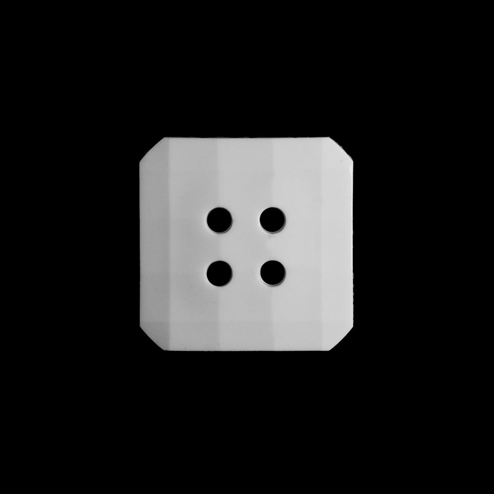 White Square Bevel Cut Button - 28L/18mm