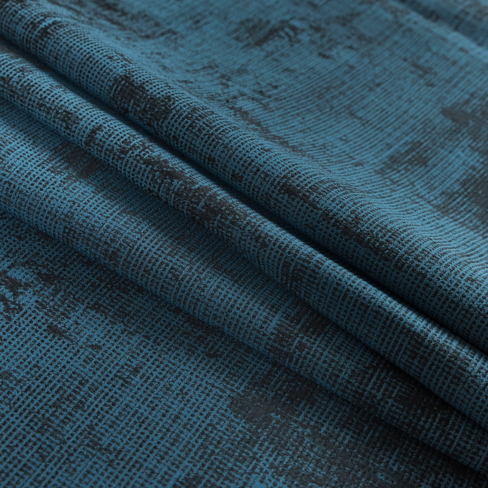 Jay Godfrey Blue Ashes and Black Abstract Stretch Jacquard Folded