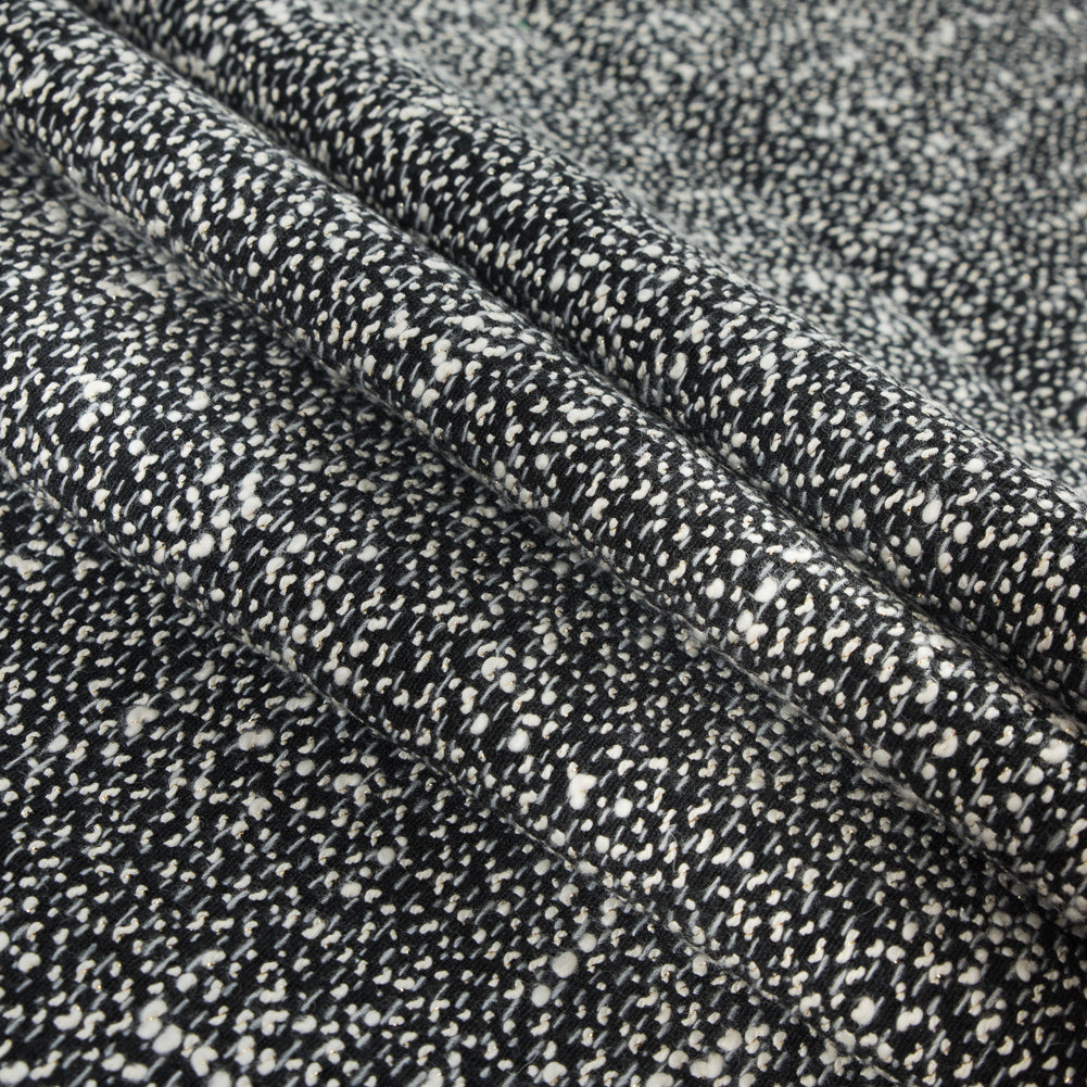 Jay Godfrey Black and White Cotton Tweed with Metallic Gold Inserts - Folded