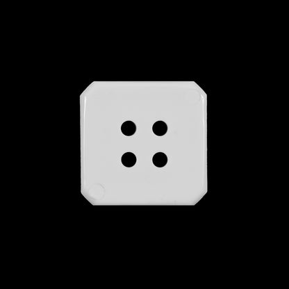 White Square Bevel Cut Button - 32L/20mm Detail