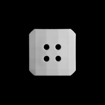White Square Bevel Cut Button - 32L/20mm