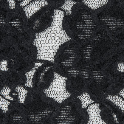Jay Godfrey Black Floral Flocked Lace Detail