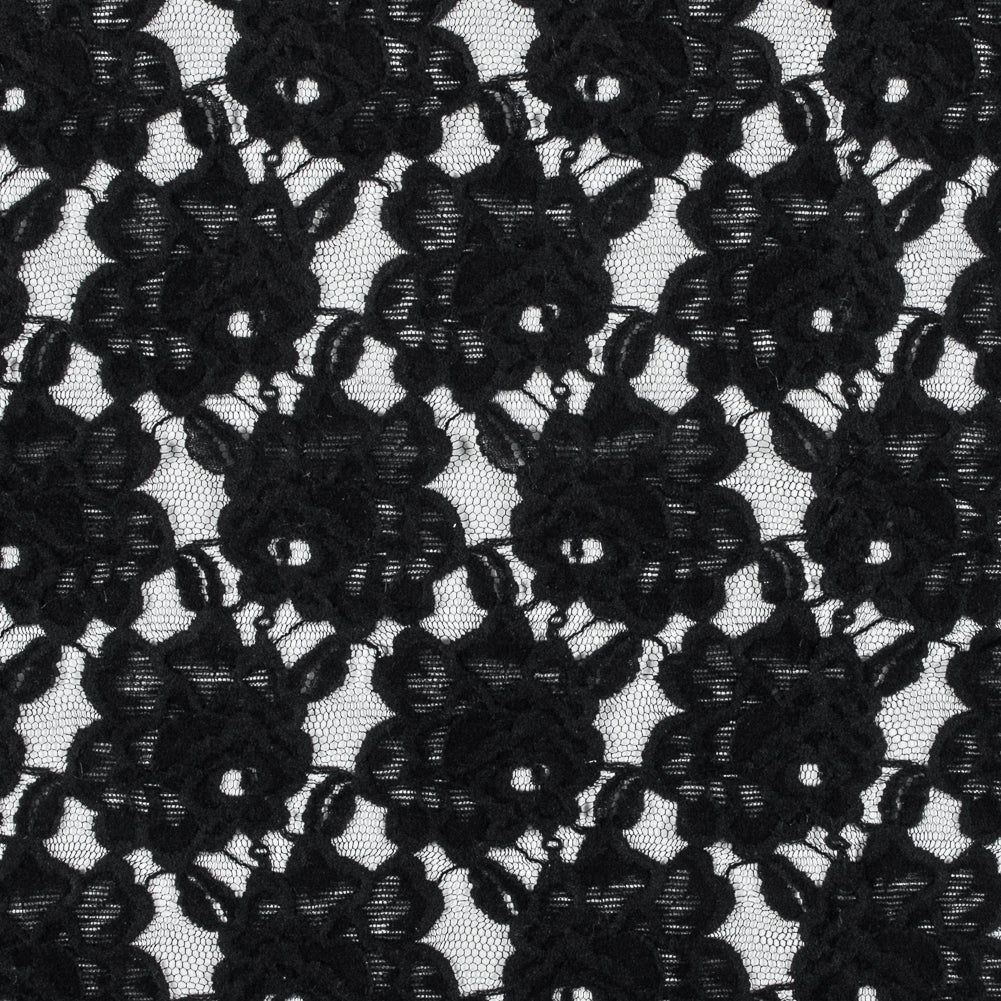 Jay Godfrey Black Floral Flocked Lace