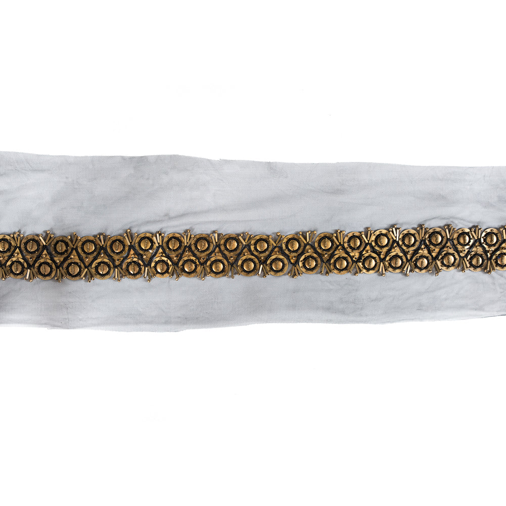 Fancy Gold Metal Beaded Trim - 2.5