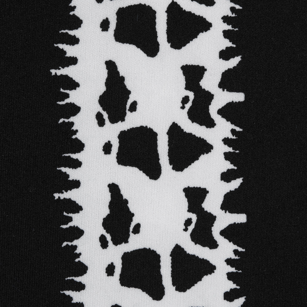 Black and White Abstract Awning Stripes on a Stretch Double Knit - Detail