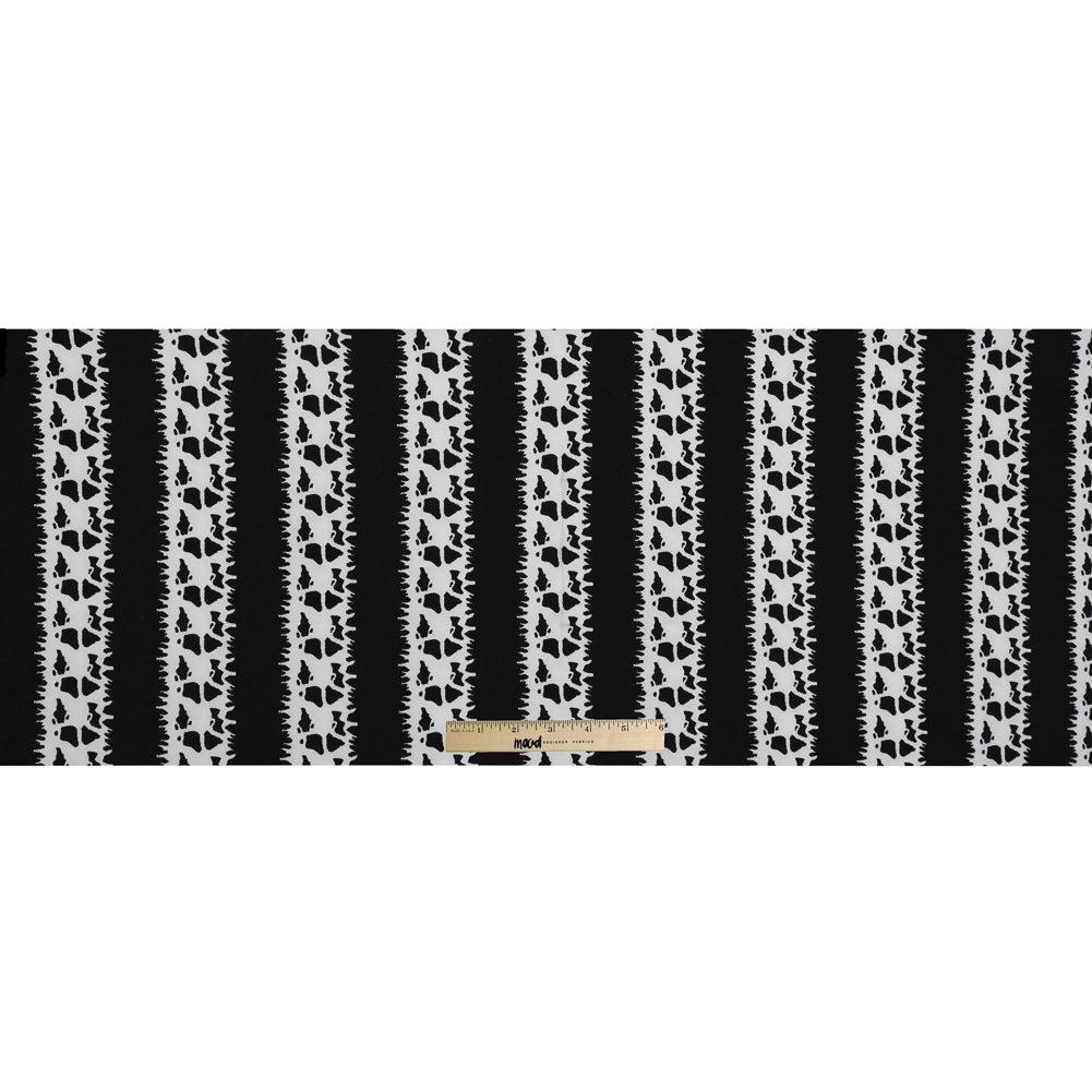 Black and White Abstract Awning Stripes on a Stretch Double Knit - Full
