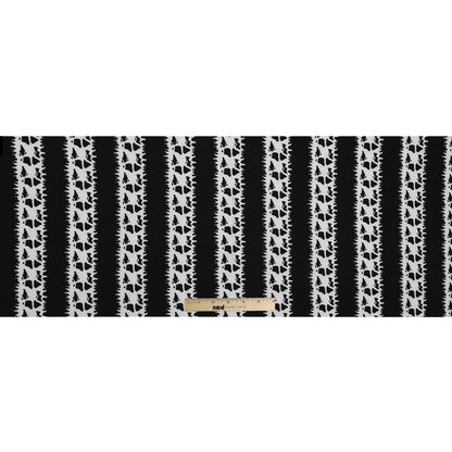 Black and White Abstract Awning Stripes on a Stretch Double Knit - Full