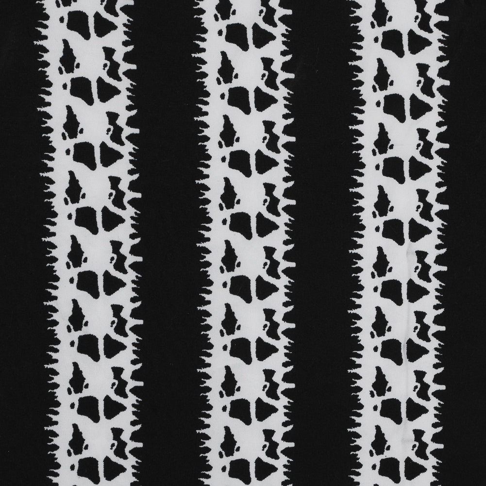 Black and White Abstract Awning Stripes on a Stretch Double Knit