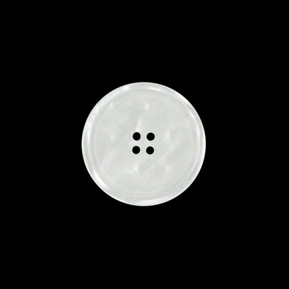 White Iridescent Plastic Button - 28L/18mm