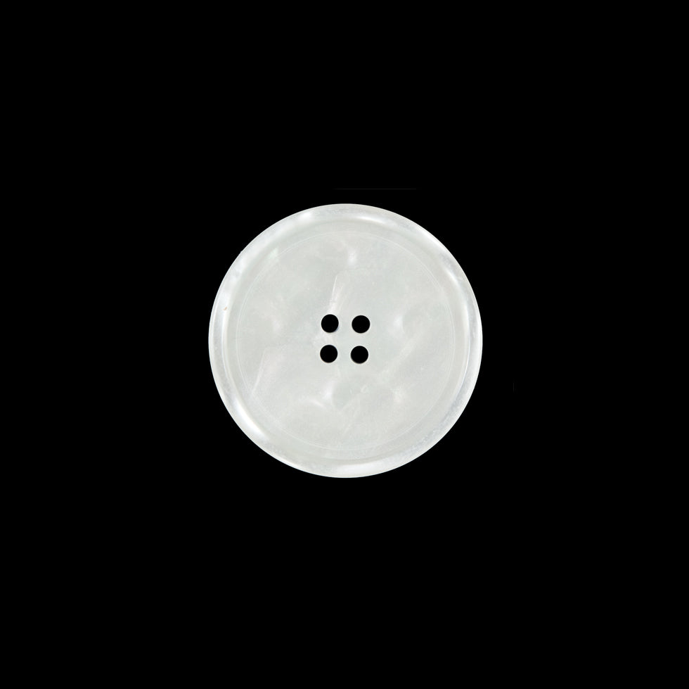 White Iridescent Plastic Button - 24L/15mm