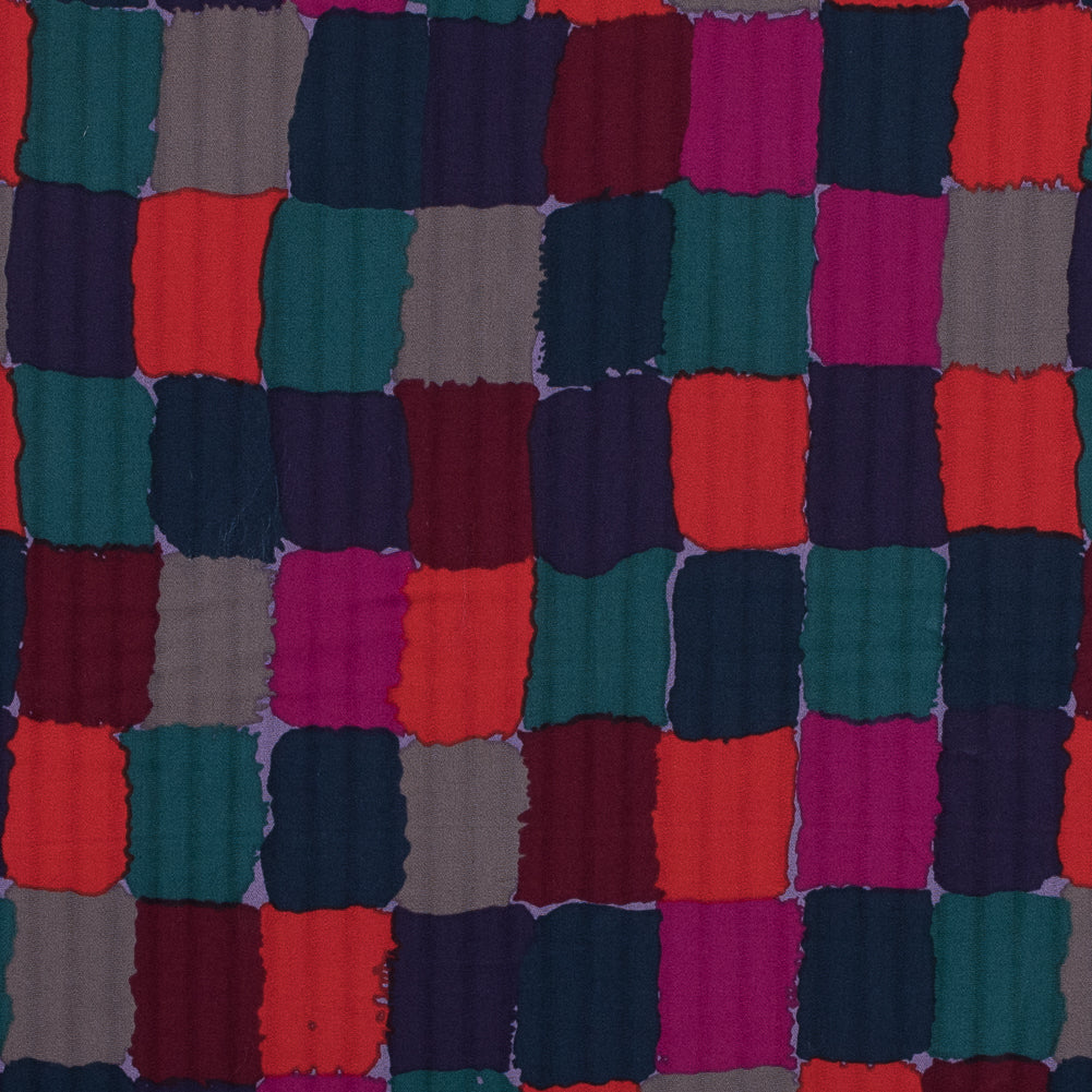 Famous NYC Designer Multicolor Abstract Printed Cotton Dobby Sateen