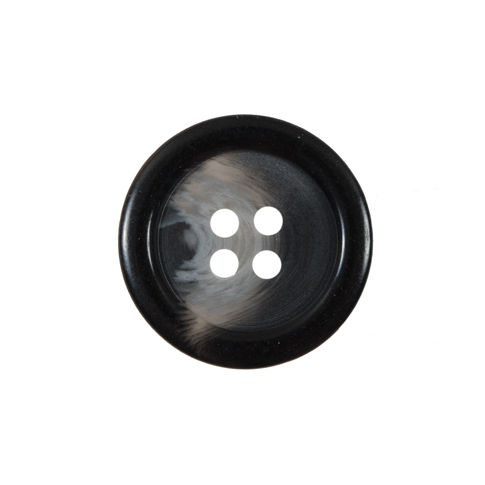 Black Rimmed Plastic Button - 36L/23mm