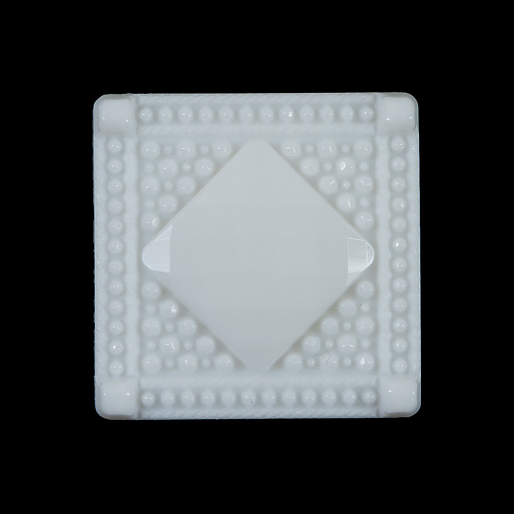 White Square Bevel Cut Button - 44L/28mm