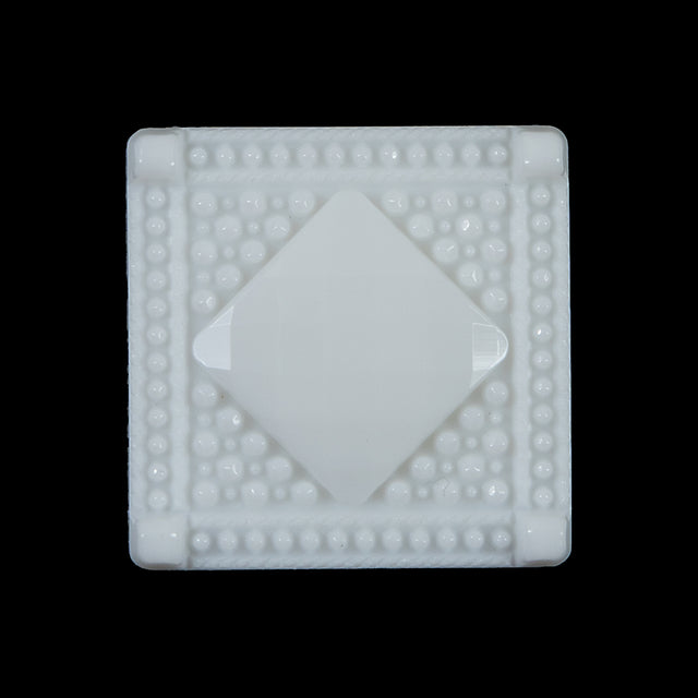 White Square Bevel Cut Button - 44L/28mm