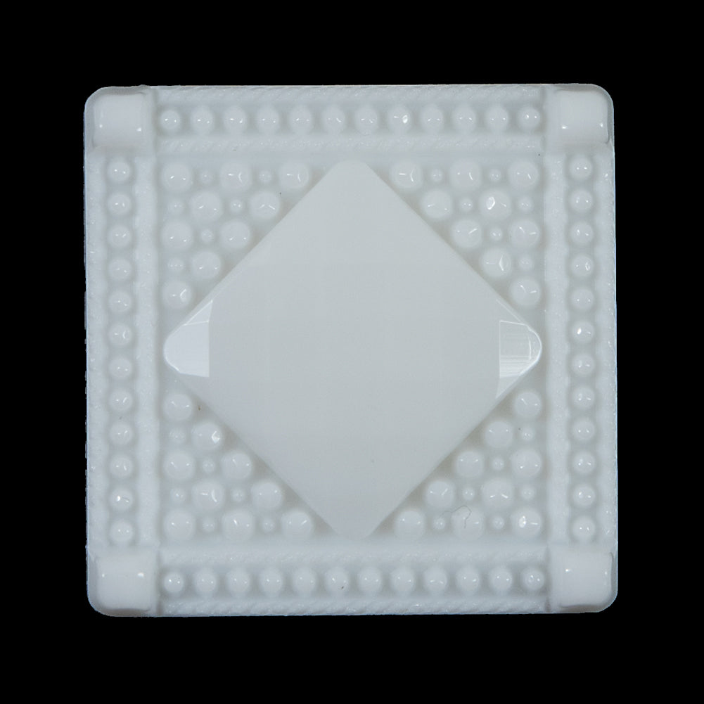 White Square Bevel Cut Button - 50L/32mm