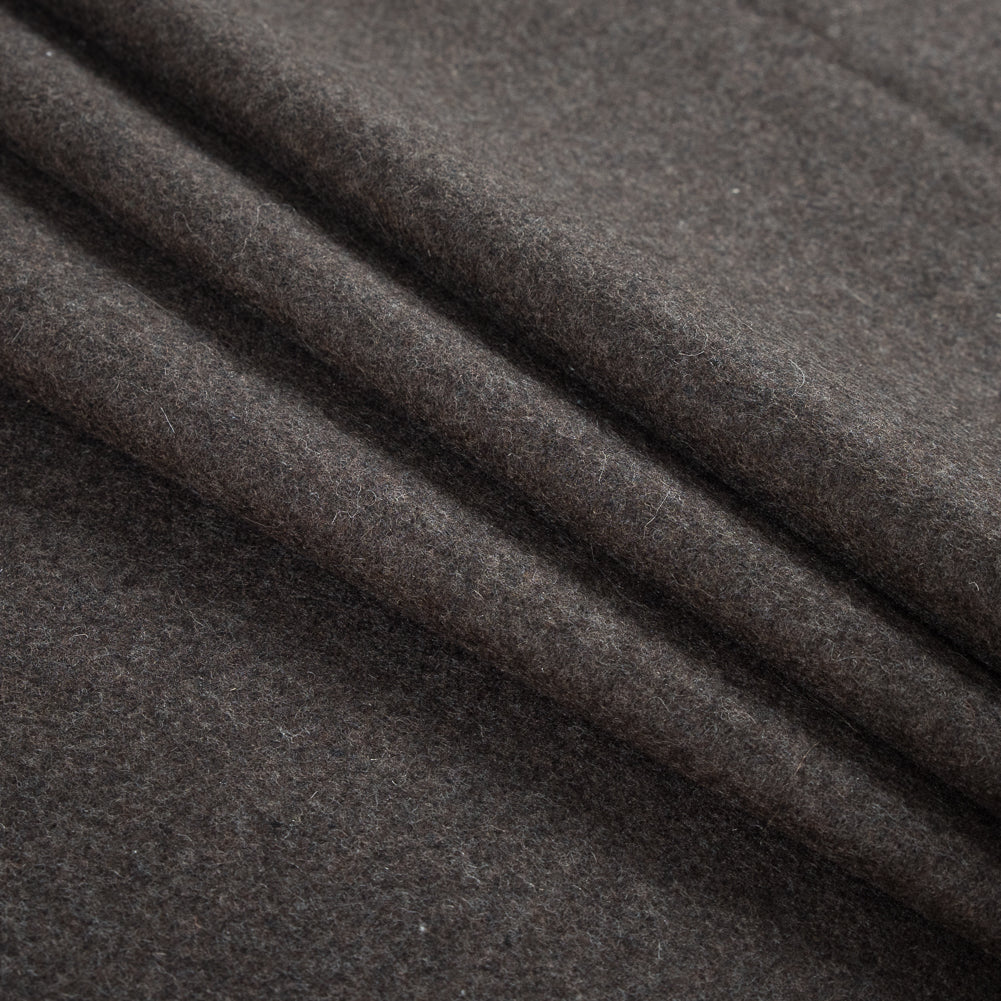 Heathered Turkish Coffee Felted Wool Coating - Folded